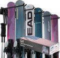 USA Based Ski Rack Wall Mount, Holds 10 Pairs for Ski Storage Rack, Snowboard Hanger & Ski Holders for Wall Storage Racks for Garage, Ski Hangers for Wall Holds Up to 125lbs, 5 Hooks Black