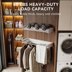 Clothes Drying Rack Wall Mounted - 41.73" Large Stainless Steel Laundry Drying Rack Collapsible, 60LBS Heavy Duty Retractable Hanger, 5-Rod Tiered Foldable Rack for Indoor