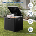 Garvee 28 gal Outdoor Storage Box with Lid, Weather-Resistant Plastic Deck Box, Lockable Outdoor Storage Bin for Patio Furniture, Gardening Tools and Accessories, Black