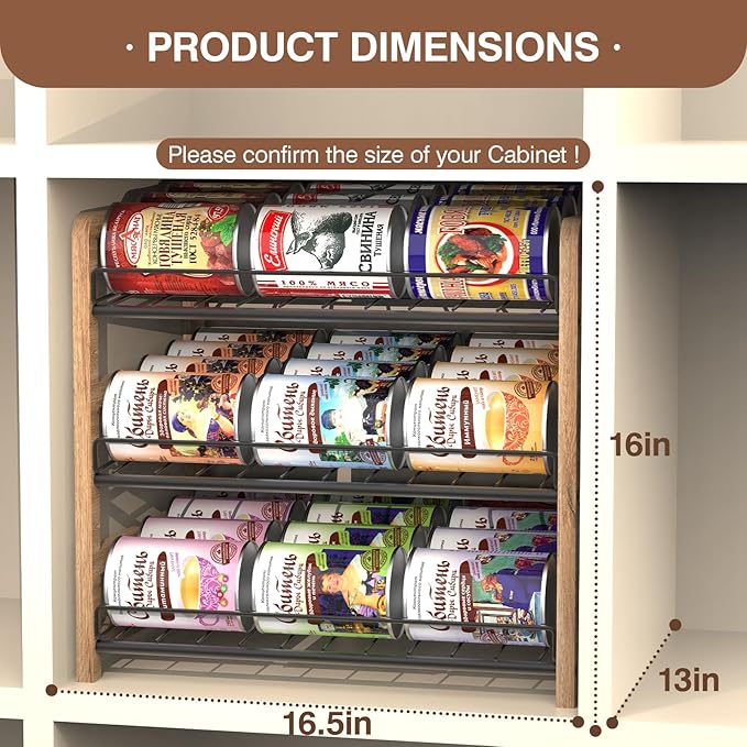 Can Organizer for Pantry 3-Tier, Can Storage Organizer Pantry, Soda Can Organizer, Holds up to 36 Cans Holders for Pantry, Cabinet, Countertop, Carbonized Brown