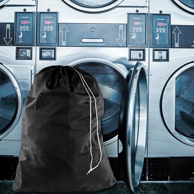 Super Z Outlet Nylon XL Laundry Bag 30" × 40" – Large Capacity Hamper Liner with Locking Drawstring, Machine Washable Clothes Bag, Fits Laundry Baskets, Holds 2 Loads (Black)