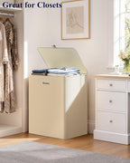 Kitsure Laundry Basket 95L – Large Laundry Hamper with Lid, 2-Compartment Divided Clothes Sorter with Removable Hamper Bags, Beige Organizer for Laundry Room, Bathroom & Bedroom, 22.2" x 16" x 27.4"