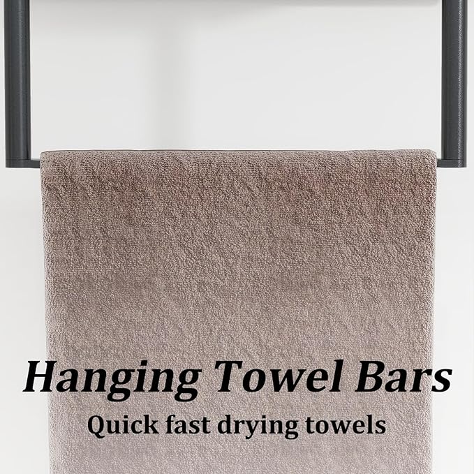 Towel Storage for Bathroom, 3 Tier Towel Rack with Shelf and Towel Bar, Wall Mounted Towel Racks for Bathroom Towel Storage and Organizer - Matte Black
