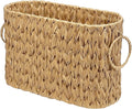 Toilet Paper Basket for Bathroom, Large Storage for 6 Mega Rolls, Free Standing Wicker-Style Toilet Paper Holder Organizer, Boho Decorative Bathroom Bin, 15.75" x 6.5" x 9.45" (Nature)