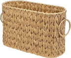 Toilet Paper Basket for Bathroom, Large Storage for 6 Mega Rolls, Free Standing Wicker-Style Toilet Paper Holder Organizer, Boho Decorative Bathroom Bin, 15.75" x 6.5" x 9.45" (Nature)
