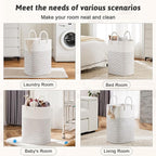 Laundry Basket,Woven Cotton Rope Laundry Hamper,Versatile Storage for Dirty Clothes,Baby Toys,and Blankets in Bathroom, Nursery,and Living Room (White, 100L)