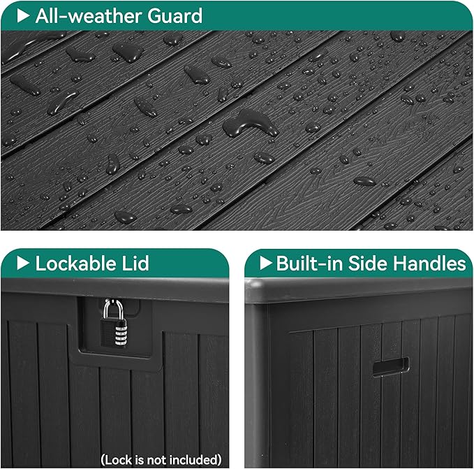 YITAHOME 230 Gallon Large Deck Box with Divider & Side Handles, Outdoor Double-Wall Storage for Patio Furniture Cushions, Garden Pool Accessories, Water Resistant & Lockable