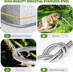 Garden Hose 175ft, Stainless Steel Heavy Duty Water Hose with 10 Function Nozzle Flexible, Lightweight, No-Kink, Pet Proof, Puncture Proof Metal Hose for Yard, Outdoor