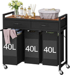 Laundry Sorter 3 Section, 120 L Laundry Hamper with 2 Drawers & 2-tone Top Panel, Rolling Laundry Basket Organizer with Pull-Out Removable Oxford Fabric Bags for Laundry Room Organization UNZYL006BVV3