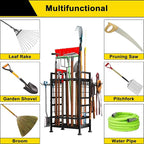 3 Tier Garden Tool Organizer, Garage Storage and Organization, Metal Yard Tools Storage up to 78 Tools, Heavy Duty Garden Tool Organizer for Garage, Yard, Patio, Shed, Indoors and Outdoors, Black