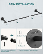 OROPY Industrial Pipe Clothing Rack Set of 2, Wall Mounted Clothes Rack, Closet Rods For Hanging Clothes, 33" Multi-purpose Hanging Rod for Laundry Room, Bedroom and Closet Storage