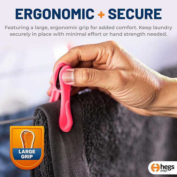 The Smartest Heavy Duty Clothespins with Hooks (24 Pack Orange, Pink, Blue) - Hang 3 Garments at Once with Our Tough, Dual Hooks Clothes Pins with Anti-Rust Spring - Tough, Colorful Clothespins