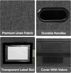 BALEINE File Organizer Box with Lid, Collapsible File Folder Organizer with Plastic Slide, Hanging File Folder Box for Office Document Storage (4 Pack, Black)