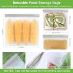 SPLF 18 Pack BPA FREE Reusable Storage Bags (6 Gallon Freezer Bags, 6 Sandwich Bags, 6 Snack Bags), Extra Thick Leakproof Silicone and Plastic Free Lunch Bag