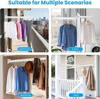 Clothes Drying Rack Wall Mounted, Retractable Collapsible(Tri-Fold) Space Saver, White with 18 Hooks for Laundry Room Organization Apartment Balcony Bathroom