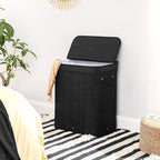 SONGMICS Laundry Hamper with Lid, Bamboo Laundry Basket, Removable Machine Washable Laundry Basket, with Handles, 26.4-Gallons, for Laundry Room, Bedroom, Bathroom, Ink Black ULCB63H