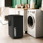 Simple Houseware Large 82L Laundry Basket with Wheels, Collapsible Waterproof Hamper with Handles and Mesh Cover, Black