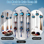 WDZREE Ski & Snowboard Wall Rack for Garage, Fits Any Ski or Board, Ski Wall Mount Garage Organization Holders, Damage-Free Storage Rack, Space-Saving Clamp Winter Gear Organizer, Blue (4 Pack)