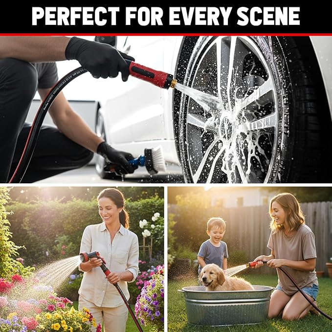 Short Garden Hose 15ft x 5/8", NON-EXPANDABLE Heavy Duty Premium Flexible Water Hose, No Kink, Leakproof, Lightweight Hybrid Hose with Male to Female Fittings for Household&Backyard