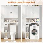 GAOMON Over The Toilet Storage Cabinet, Bathroom Shelf Organizer with Anti-Tip Device Small Freestanding Space Saver with Adjustable Shelf