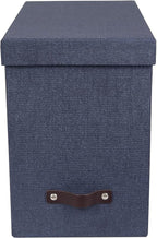 Bigso John Desktop File Box - Storage Solution and Document Organizer for Important Paperwork - Durable Hanging File Box with a Lid and Leather Handle - 7.36 in x 13.26 in x 10.51 in - Grey
