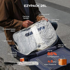 Travel Vacuum Bags with Pump, 25L Large Capacity Vacuum Bags for Travel, IPX7 Waterproof, Open Zipper, Reusable Travel Essentials Compression Bags for Luggage Backpack Suitcase Home Storage