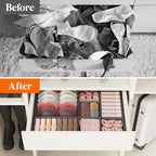 Lifewit 16 Pack Drawer Organizer, Dresser Underwear Drawer Organizer Bins, Foldable Fabric Closet Organizers, Storage Drawer Dividers, Dorm Room Essentials for Clothing, Socks, Towels, Ties Gray