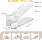 12-Pack Shoe Slots Organizer for Closet, Space Saving Shoe Stacker with Adjustable Height, Double Deck Shoe Storage for Small Spaces, Clear & Sturdy (Transparent)