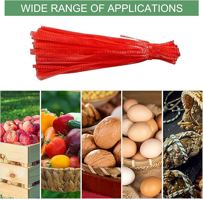 100Pcs Reusable Produce Plastic Mesh Bag,20 Inch Seafood Boil Bags，Kitchen Organizer Produce Packaging Supplies Net，Vegetable and Fruit Seafood Plastic Mesh Strap Storage Bag