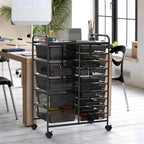 Simple Houseware Utility Cart with 15 Drawers Rolling Storage Art Craft Organizer, Black