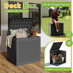 Vixzen 31 Gallon Waterproof Resin Deck Box, UV Resistant Outdoor Storage for Garden, Patio, Porch, Delivery,Rattan （Black，31 Gallon）
