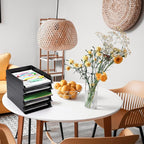 Wenqik 20 Pcs Stackable Paper Trays Rectangular Plastic Desk Holder Desktop Document File Organizer Storage Letter for Back to School Office Classroom (Black)