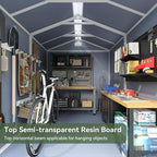 Aoxun 6 x 8 FT Outdoor Storage Shed, Resin Shed with Floor, Small Garden Shed Waterproof Plastic Tool Shed