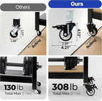 HOMEDANT House 5 Tier Heavy Duty Garage Shelving Adjustable Metal Rack Storage Shelves Standing Shelf Unit Organizers Pantry Closet Office (1, Black, (Wheels) 36.2" W x 16.2" D)