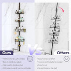 SWTYMIKI Shower Caddy Tension Pole - 4-Tier Corner Shower Organizer Tension Rod with Soap Holder, Toothbrush Holder & 4 Hooks, Adjustable Stainless Steel Bathroom Organizer 27.6 to 108.3 inch, Black