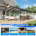 EROMMY13' x 26' Heavy Duty Metal Carport with Galvanized Steel Roof & Base for All-Weather Protection, Outdoor Carport Garage, Versatile for Car, Boat, Tractor, and Party Use, Dark Gray