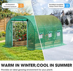 Grezone Walk-in Greenhouse Upgraded Green House with Dual Zippered Screen Doors & 6 Screen Windows Heavy Duty Plastic Plant Warm House with Reinforced Frame (10x7x7 FT)