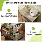 DEVAISE 2 Drawer Farmhouse File Cabinet with Lock, Lateral Filing Cabinet for Letter/Legal/A4 Size, Wood Printer Stand for Home Office, Gray Oak