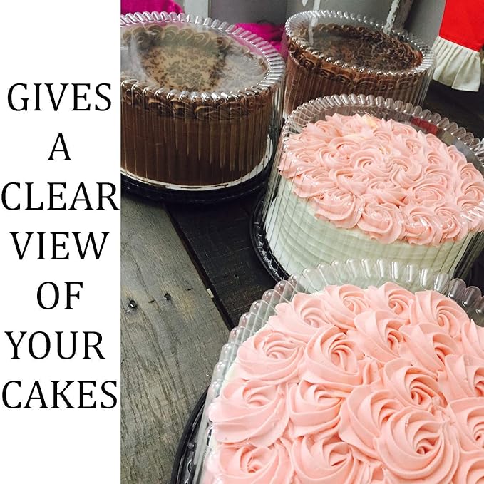 12 inch Plastic Disposable Cake Containers Carriers with Dome Lids and Cake Boards,5 Pack of Each(Large)