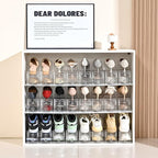 Shoe Slots Organizer，12Pack Clear Shoe Stackers for a Pair of Shoes,Adjustable Shoe Rack with Three Levels，Shoe Storage Shoe Space Saver