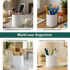 D'vine Dev 360° Rotating Utensil Holder – 5" Kitchen Utensil Crock for Countertop, Modern Cooking Tool Organizer for Kitchen Storage & Décor, White, 72-X-A-1