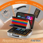 Fireproof Document Box with Lock, 5200°F Fireproof Water Resistant Hard Case File Organizer Safe Box for Important Documents, Certificates, Laptop, Passports (Sliver)