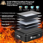 COLCASE Fireproof Document Box with Lock, Hard Fireproof Waterproof Box Creative Hard-Shell Design Fireproof Safe Box Document Organizer for Important Documents Certificates Laptop Passports Black