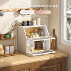 Bread Box for Kitchen Countertop Bin Double Layer Bread Box Storage Container Extra Large Capacity with Diamond Pattern Windows (White, Extra Large)