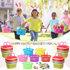 200 Pcs Easter Baskets Bulk Colorful Plastic Egg Baskets with Handle 6.7" x 5.11" x 3.5" Easter Buckets for Party Favors Egg Hunts Supplies Decorations, 7 Colors