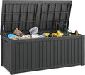 220 Gallon Outdoor Storage Box, Resin Deck Boxes Outdoor Waterproof For Patio Furniture, Garden Tools, Pool Supplies, Lockable And UV Resistant (Striped Black)