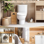 Bokon 32L Wooden Toilet Paper Holder with Lid and Handle, Waterproof and Mildew-Proof- Mega Capacity, Toilet Papers Organizer for Bathroom Standing for 9-12 Rolls Bathroom Accessories(Natural)