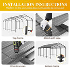 12' x 20' Carport, Heavy Duty Carport with Updated Roof & Enhanced Base, All Weather Steel Car Port, Multi-Use Car Port Garage, Metal Carports for Car, Truck, Boat, Tractors, Party, Grey