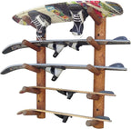 5-Place Wall-Mounted Skis/Snowboard Log Rack - Poles & Ski Wall Mount, Snowboards Wall Rack, Indoor & Outdoor Ski Holders for Walls, Hangers for Skis Indoor Storage - Canyon Brown