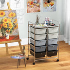 RELAX4LIFE Rolling Storage Cart with 10 Drawers - Craft Storage Cart with Lockable Wheels,Utility Cart, Art Cart Organizer for Crafting Storage, Studio, Office, Home, School Rolling Drawer Cart